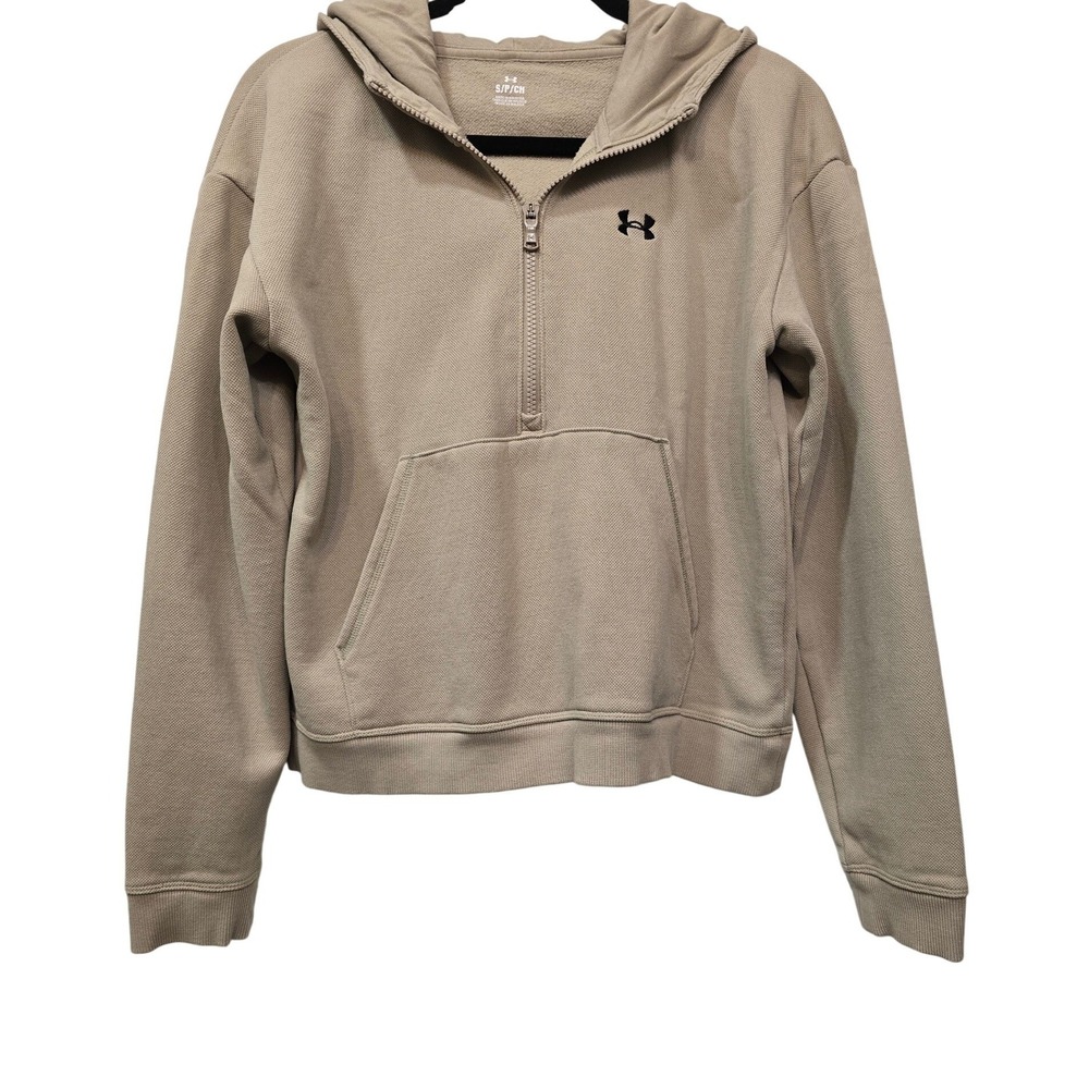Under Armour Beige Fleece 1/2 Zip Hoodie Small Athleisure‎ Minimalist  Cozy